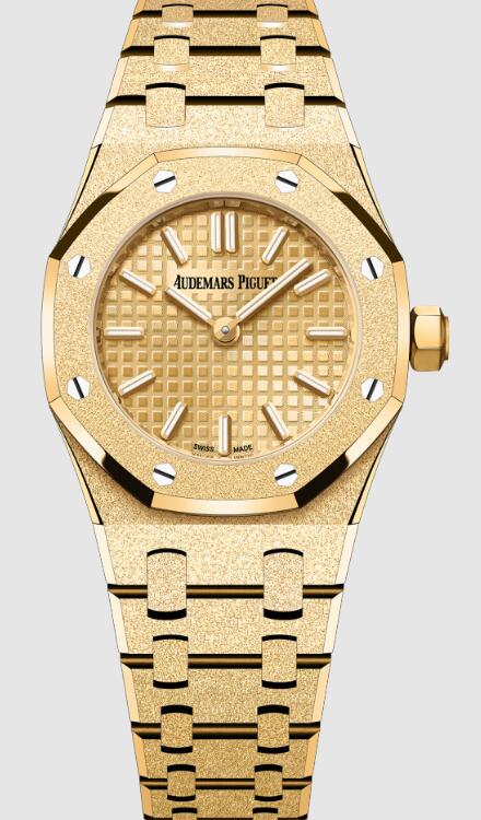 Review 67630BA.GG.1312BA.01 Audemars Piguet Royal Oak Mini Quartz Frosted Yellow Gold replica watch